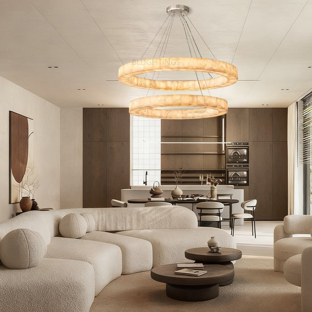 Rivage  2-Tier Round Calcite Chandelier 60"