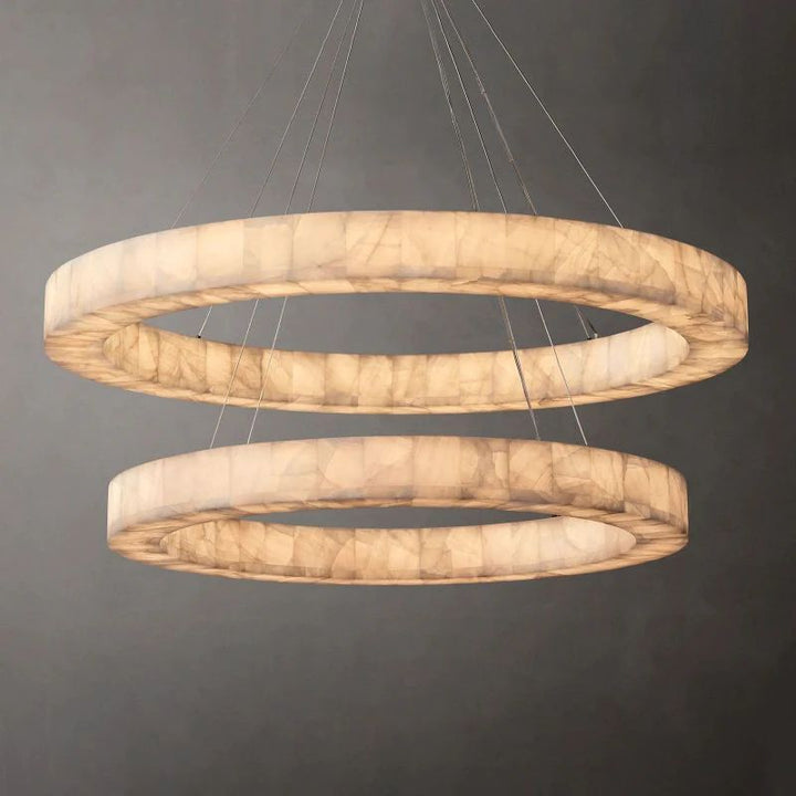 Rivage  2-Tier Round Calcite Chandelier 60"