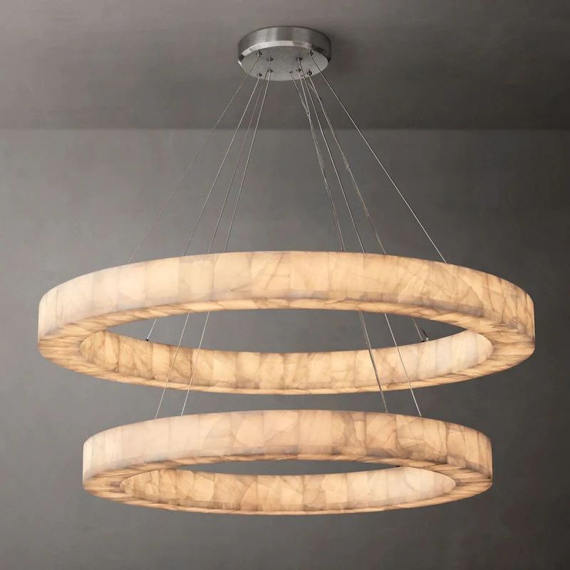 Rivage  2-Tier Round Calcite Chandelier 60"