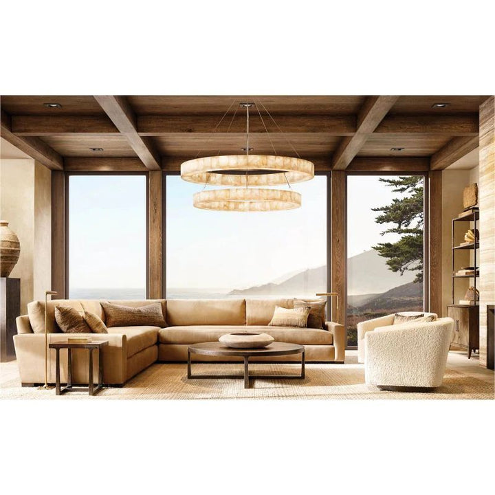 Rivage  2-Tier Round Calcite Chandelier 60"