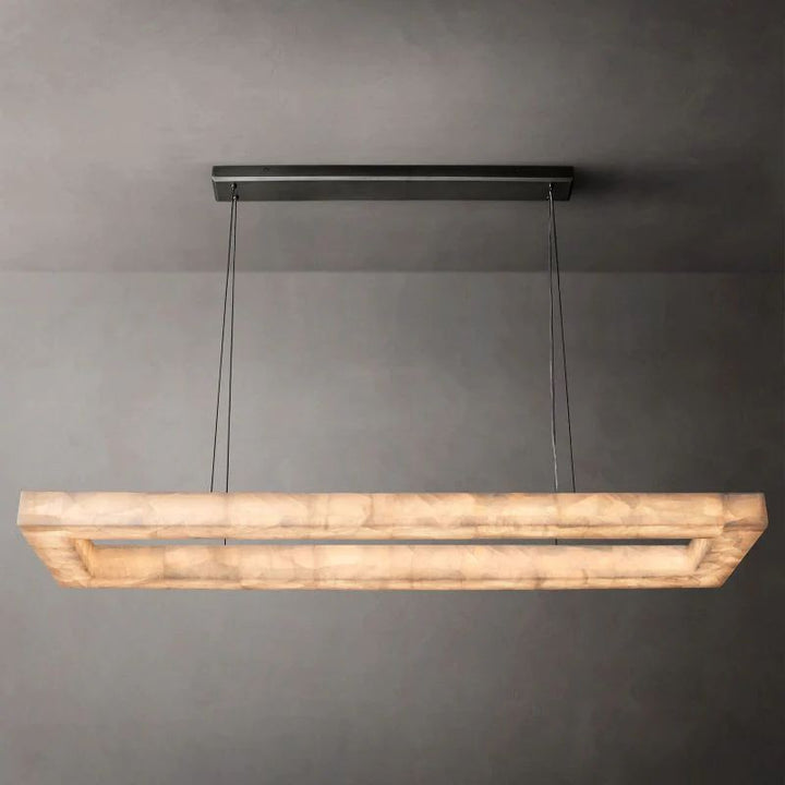 Rivage  Rectangular Calcite Chandelier 72"