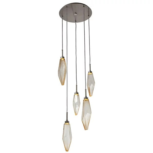 Rock Crystal Round Multi Light LED Pendant