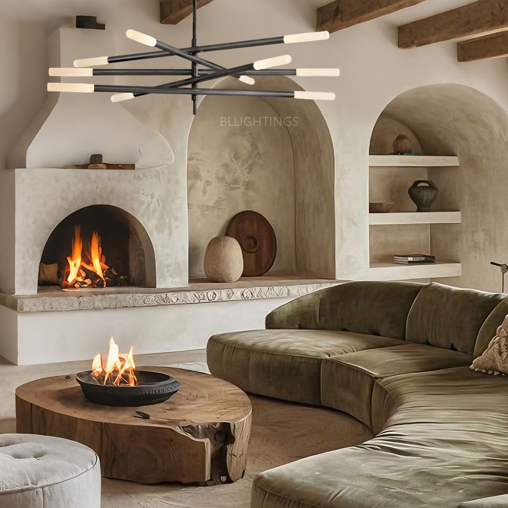 Ralap 10-Light Mobile Etched Rod Chandelier