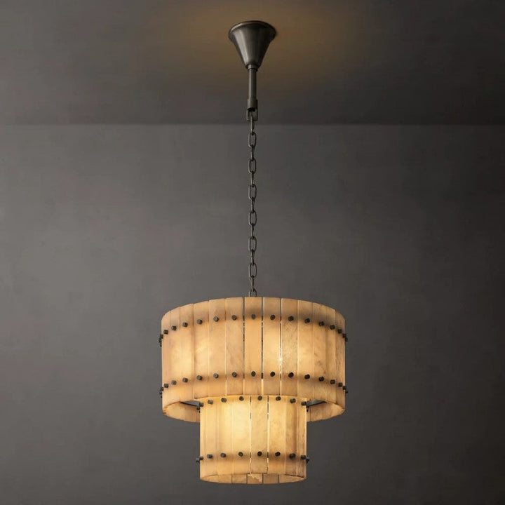 Mervin Alabaster Round Tiered Chandelier 22"