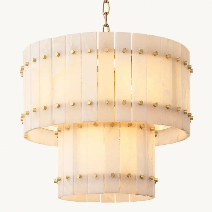 Mervin Alabaster Round Tiered Chandelier 22"