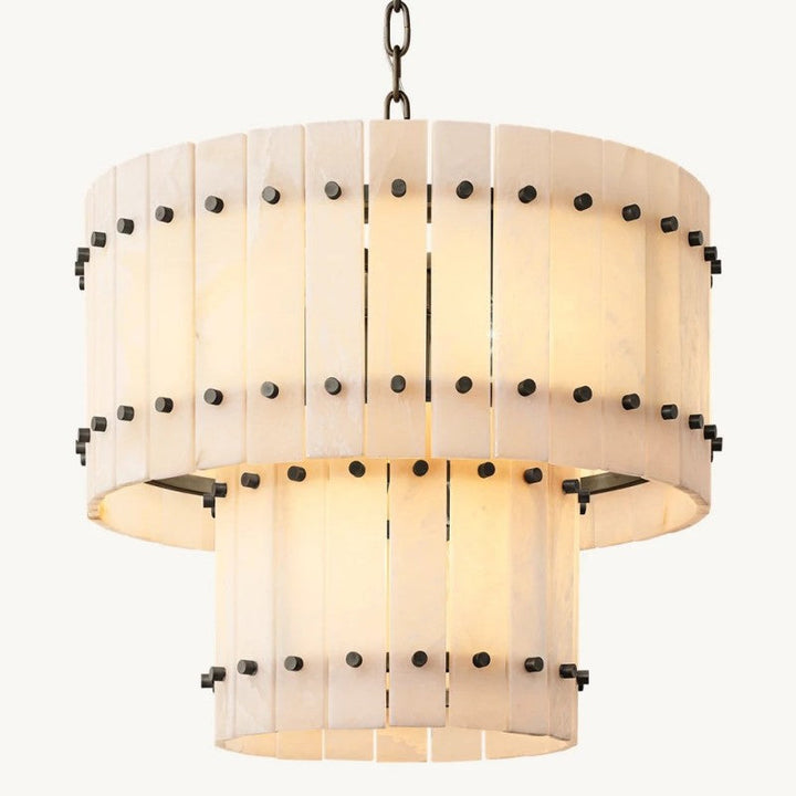 Mervin Alabaster Round Tiered Chandelier 22"