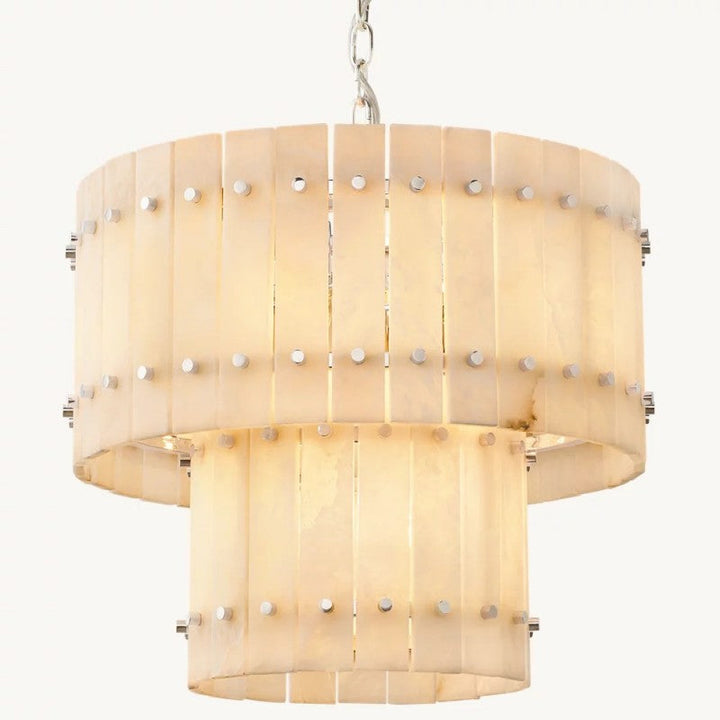 Mervin Alabaster Round Tiered Chandelier 22"