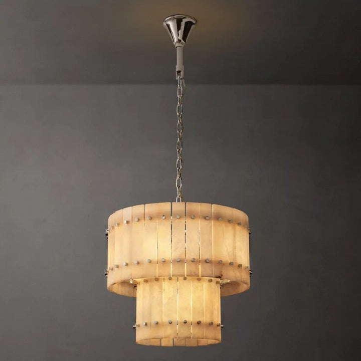 Mervin Alabaster Round Tiered Chandelier 22"