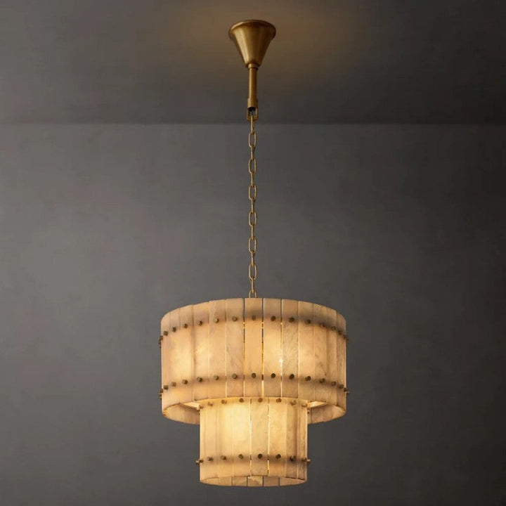 Mervin Alabaster Round Tiered Chandelier 22"