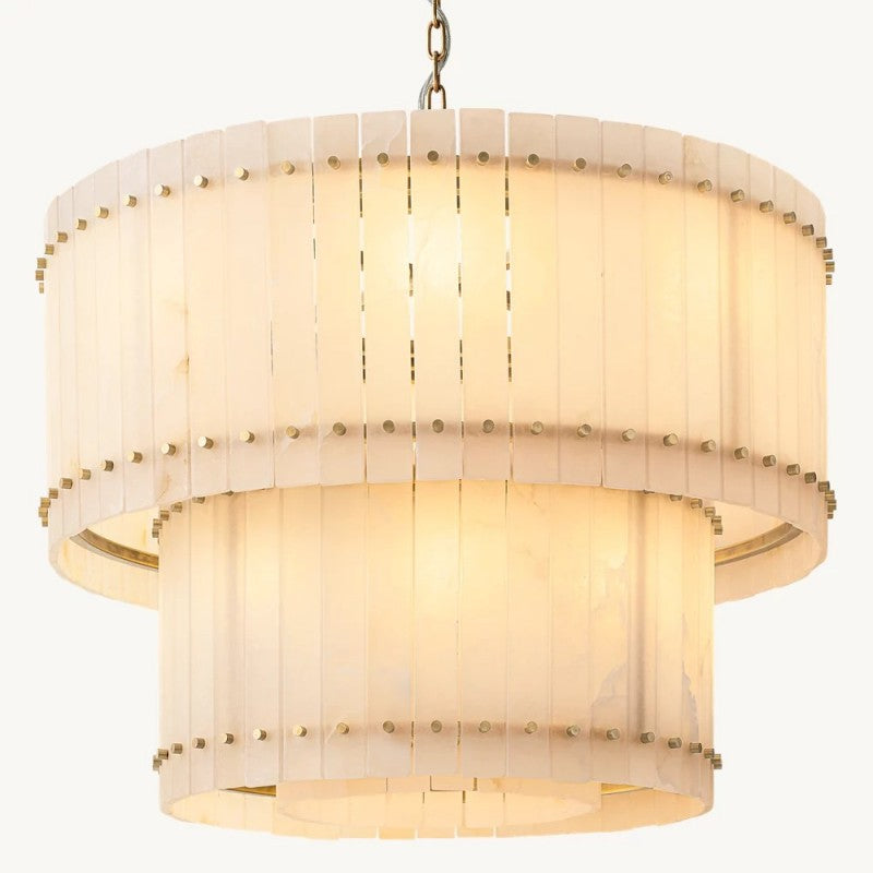 Mervin Alabaster Round Tiered Chandelier 37"