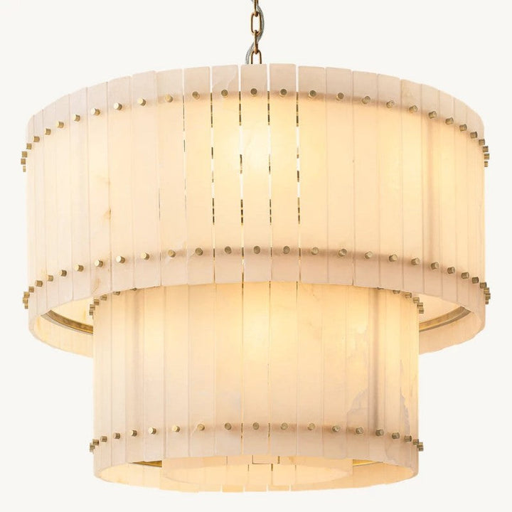 Mervin Alabaster Round Tiered Chandelier 37"