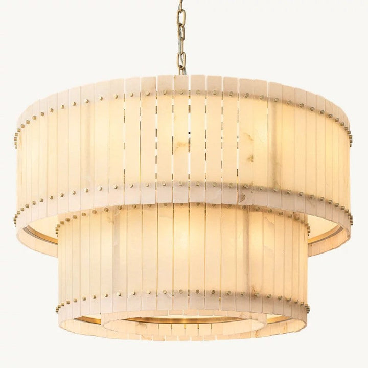 Mervin Alabaster Round Tiered Chandelier 48"