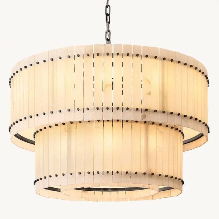 Mervin Alabaster Round Tiered Chandelier 48"