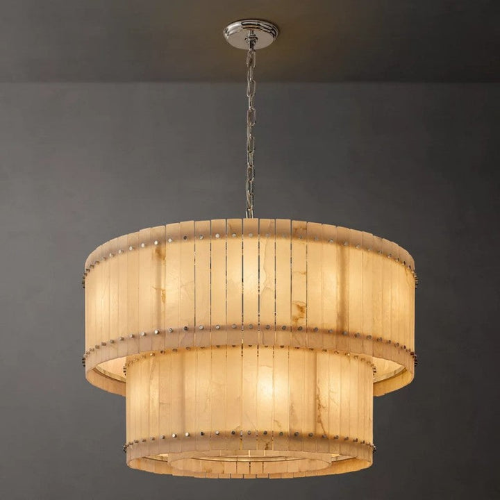 Mervin Alabaster Round Tiered Chandelier 48"