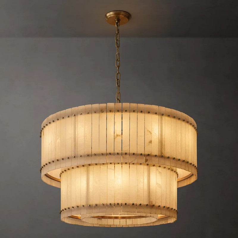 Mervin Alabaster Round Tiered Chandelier 48"
