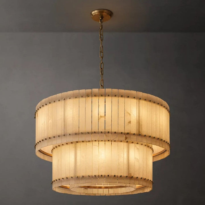 Mervin Alabaster Round Tiered Chandelier 48"