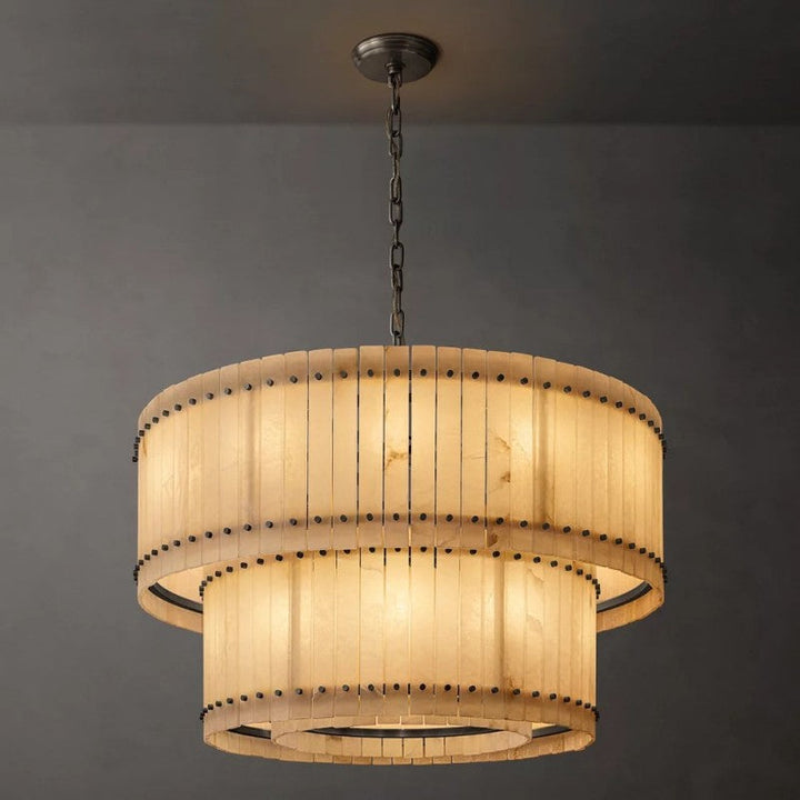 Mervin Alabaster Round Tiered Chandelier 48"