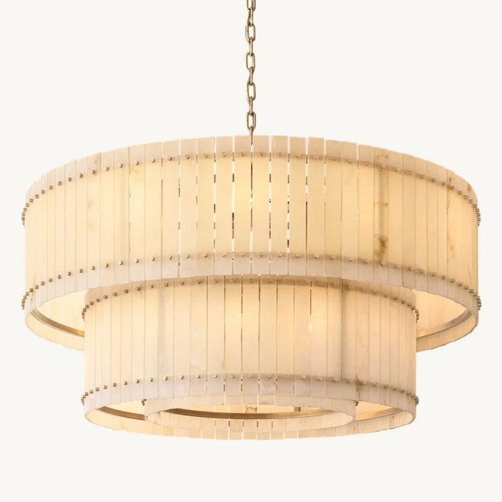 Mervin Alabaster Round Tiered Chandelier 60"