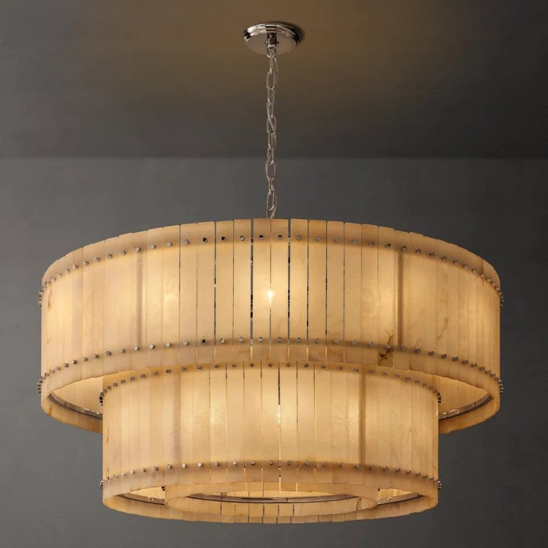Mervin Alabaster Round Tiered Chandelier 60"