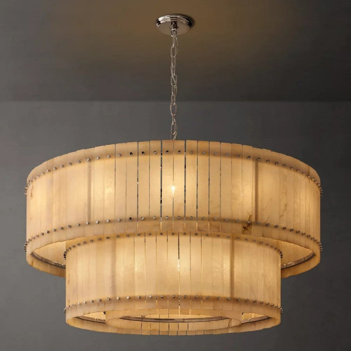 Mervin Alabaster Round Tiered Chandelier 60"