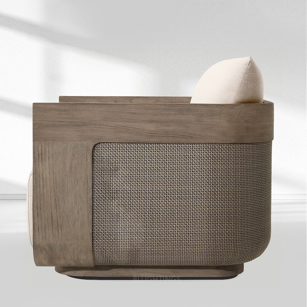 Sedan Cane Teak Lounge Chair