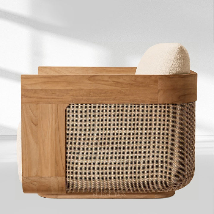 Sedan Cane Teak Lounge Chair