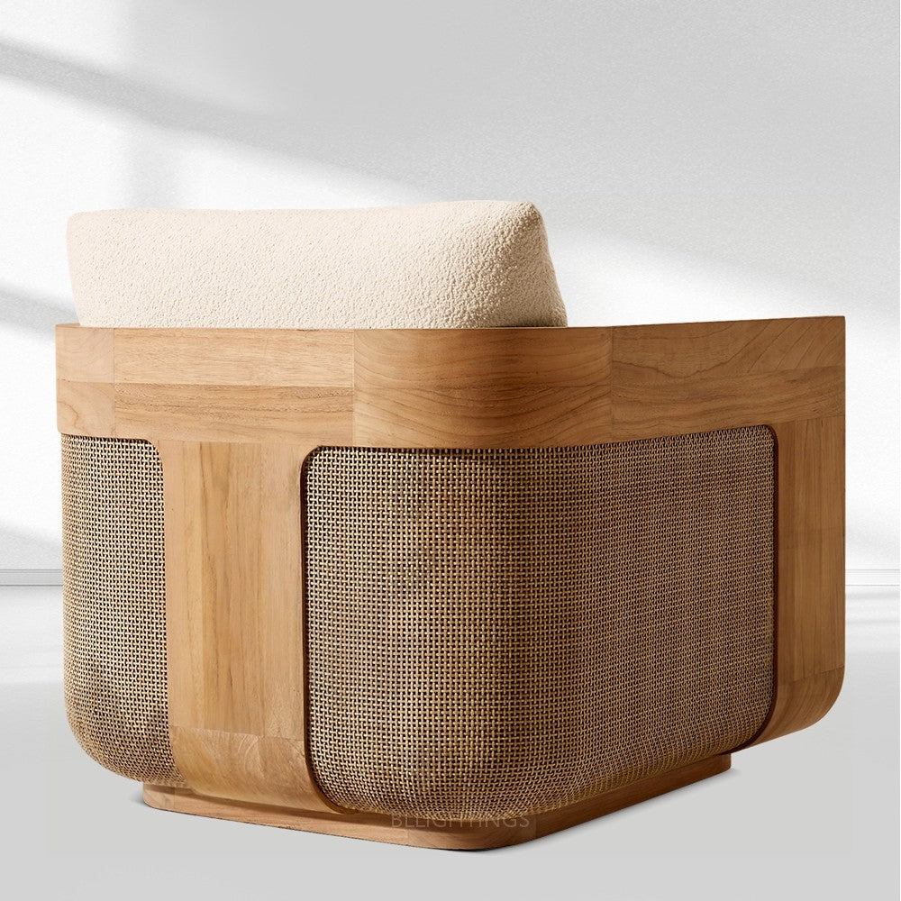 Sedan Cane Teak Lounge Chair
