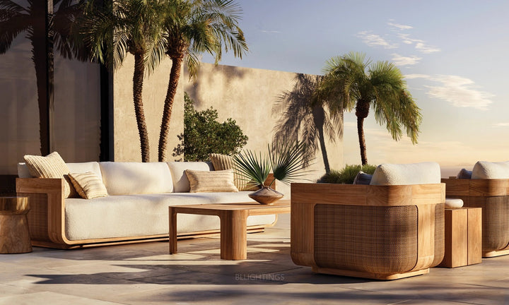 Sedan Cane Teak Lounge Chair