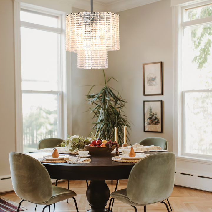 Shron Round Glass Tile Chandelier