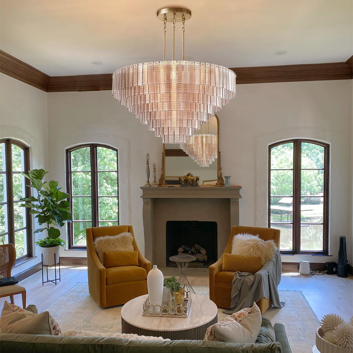 Shron Round Glass Tile Chandelier