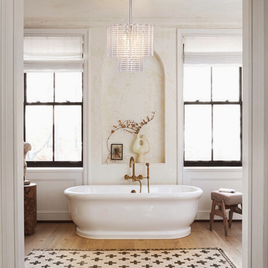 Shron Round Glass Tile Chandelier