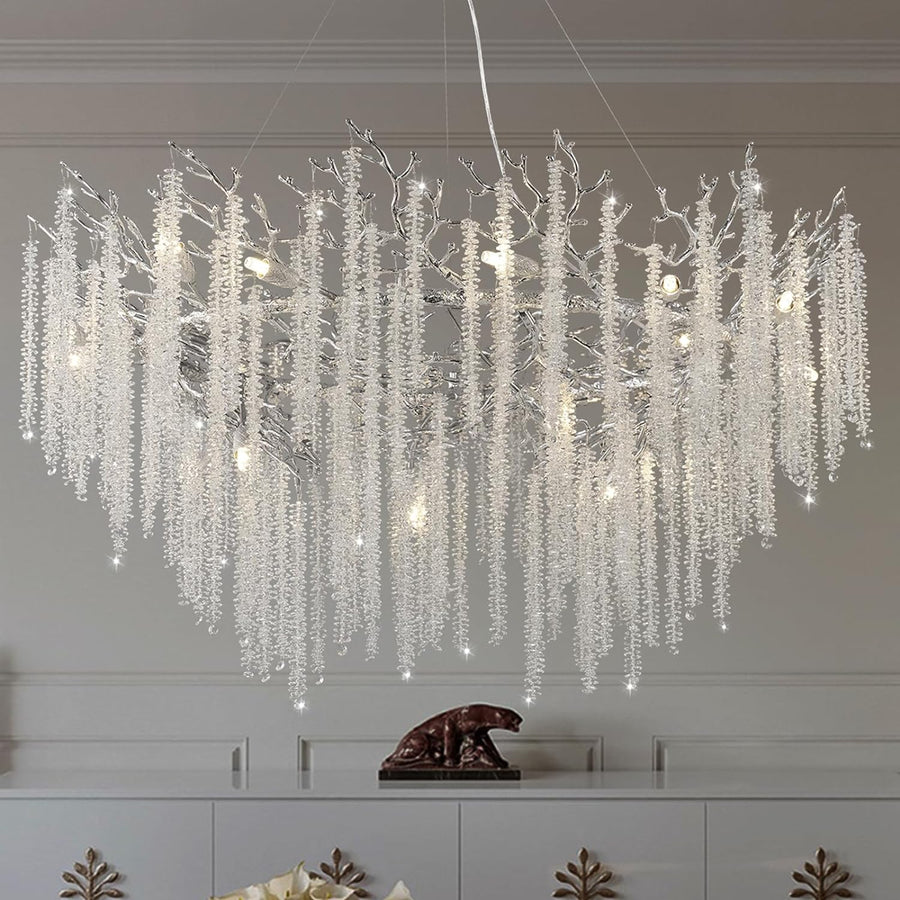 Snow Tree Branch Gold/Silver Chandelier 47"