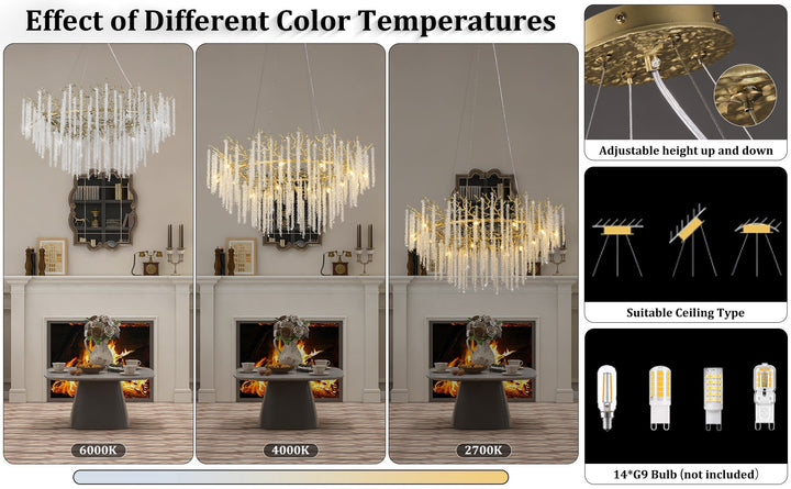 Snow Tree Branch Gold/Silver Chandelier 47"