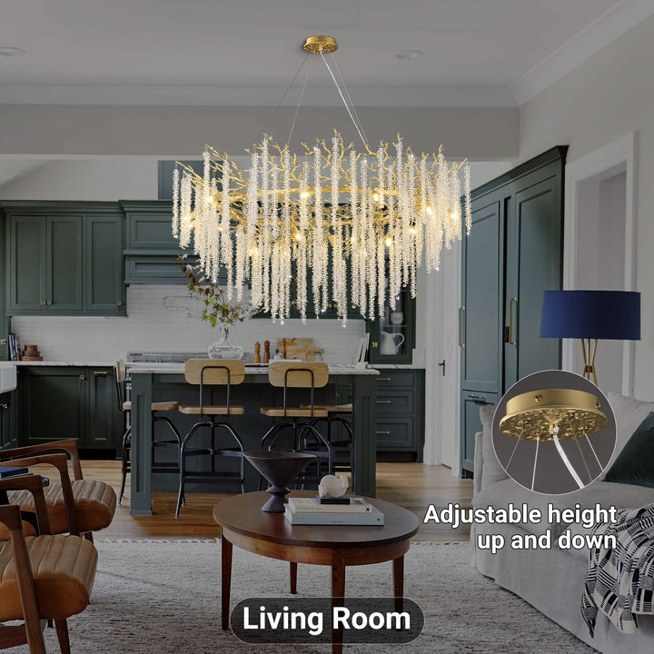 Snow Tree Branch Gold/Silver Chandelier 47"
