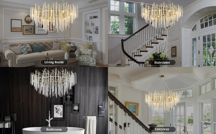 Snow Tree Branch Gold/Silver Chandelier 47"