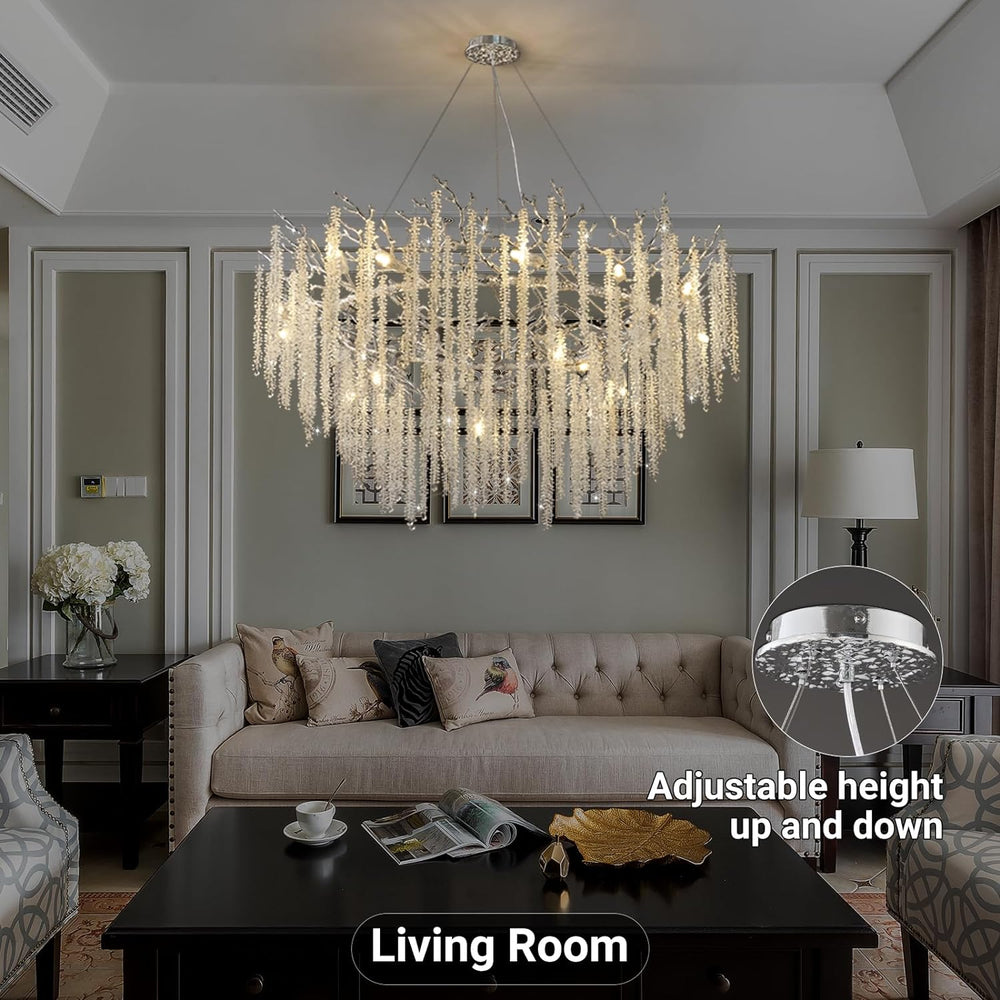 Snow Tree Branch Gold/Silver Chandelier 47"