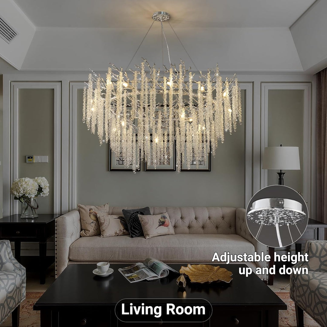 Snow Tree Branch Gold/Silver Chandelier 47"