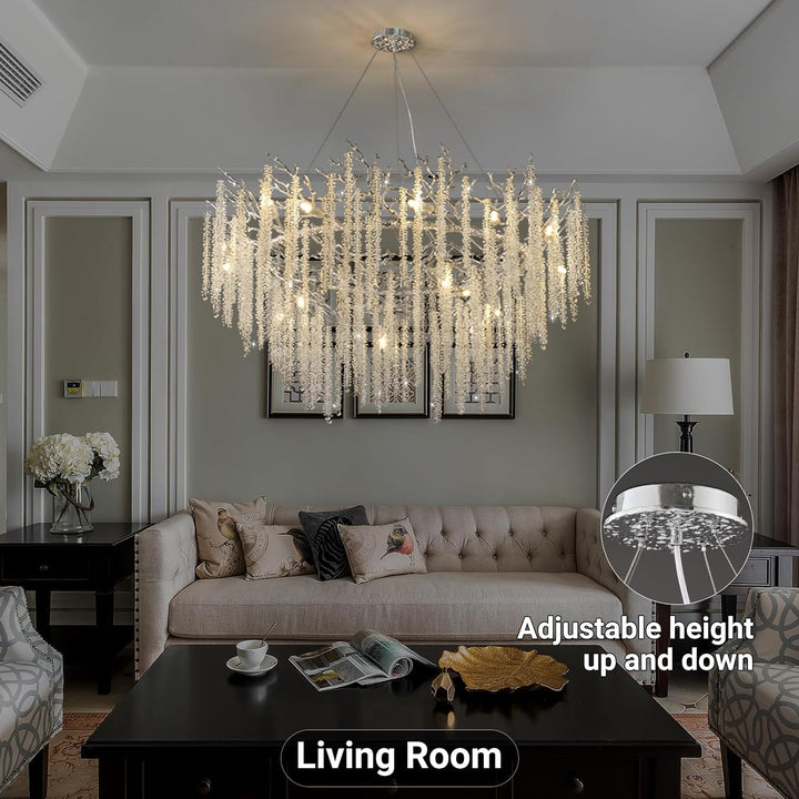 Snow Tree Branch Gold/Silver Chandelier 47"