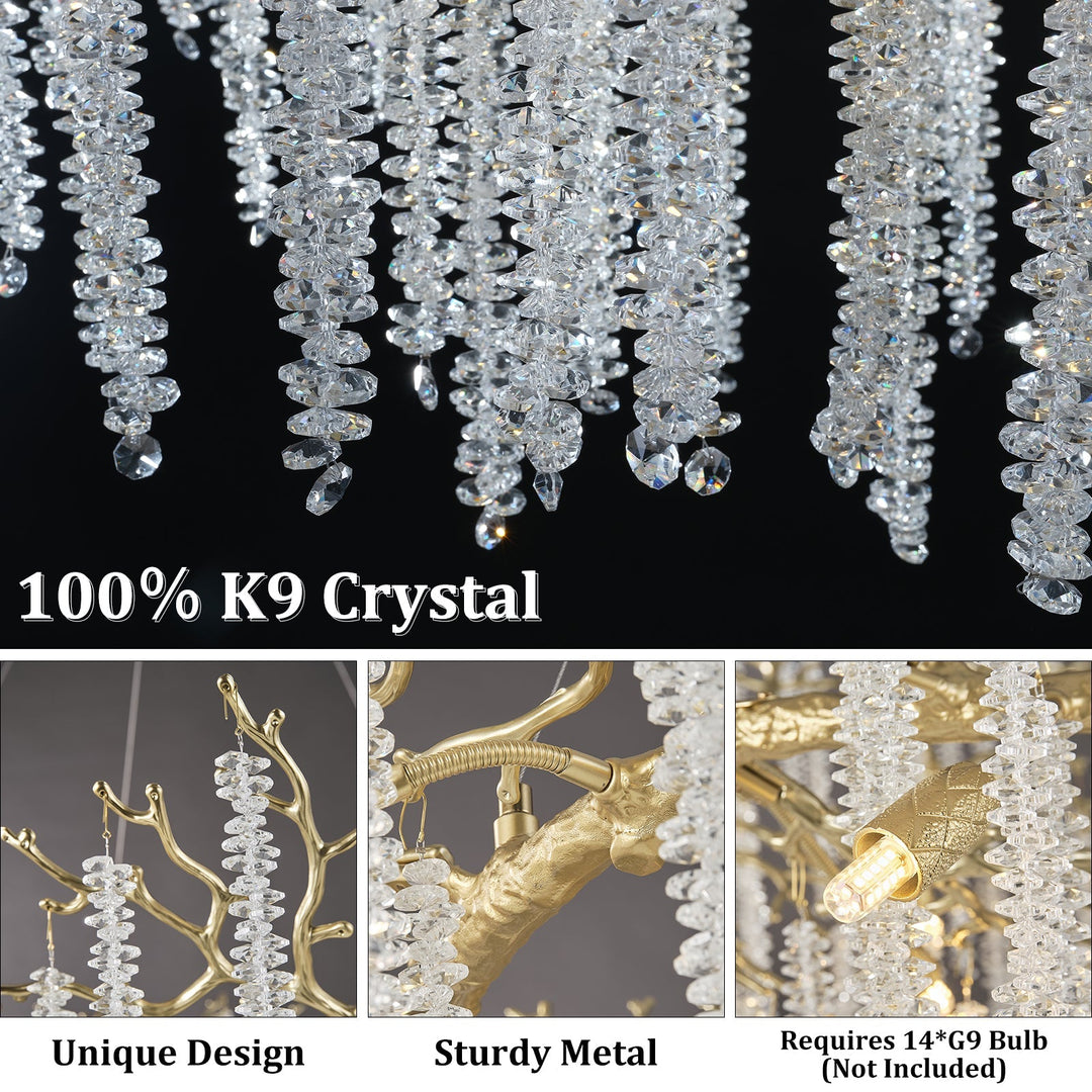 Snow Tree Branch Gold/Silver Chandelier 47"
