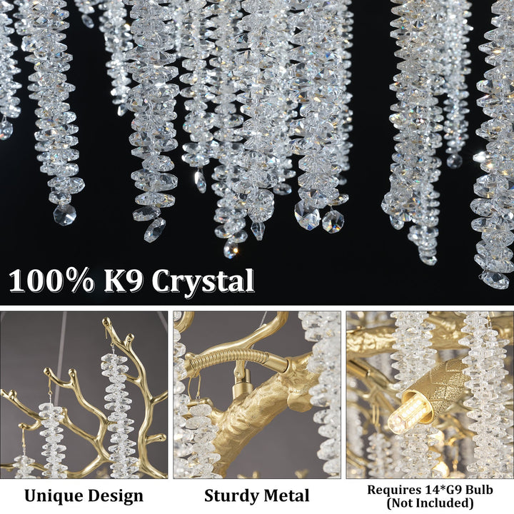 Snow Tree Branch Gold/Silver Chandelier 47"