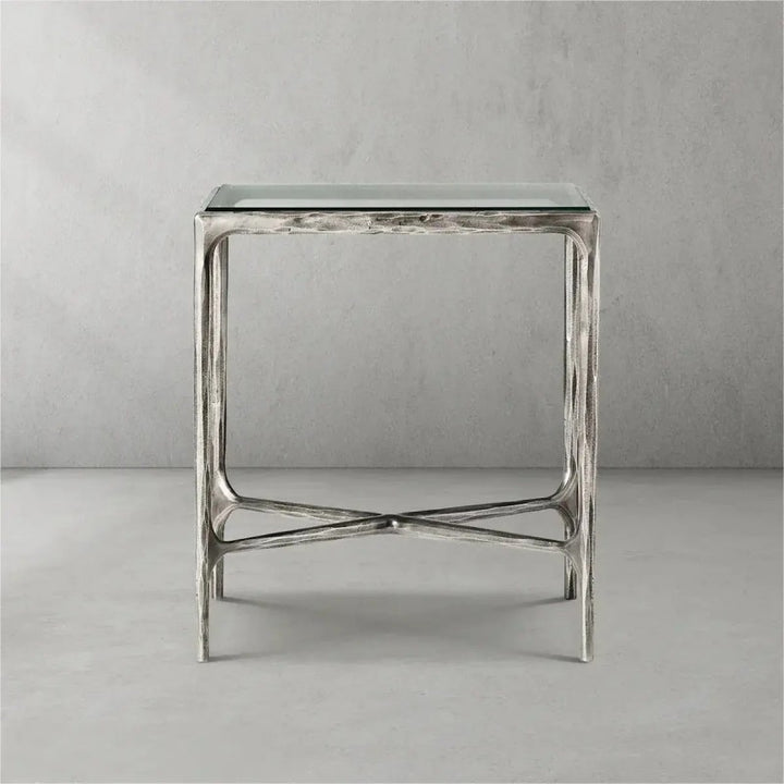 Thaddeus Glass Square Side Table 18" 22"