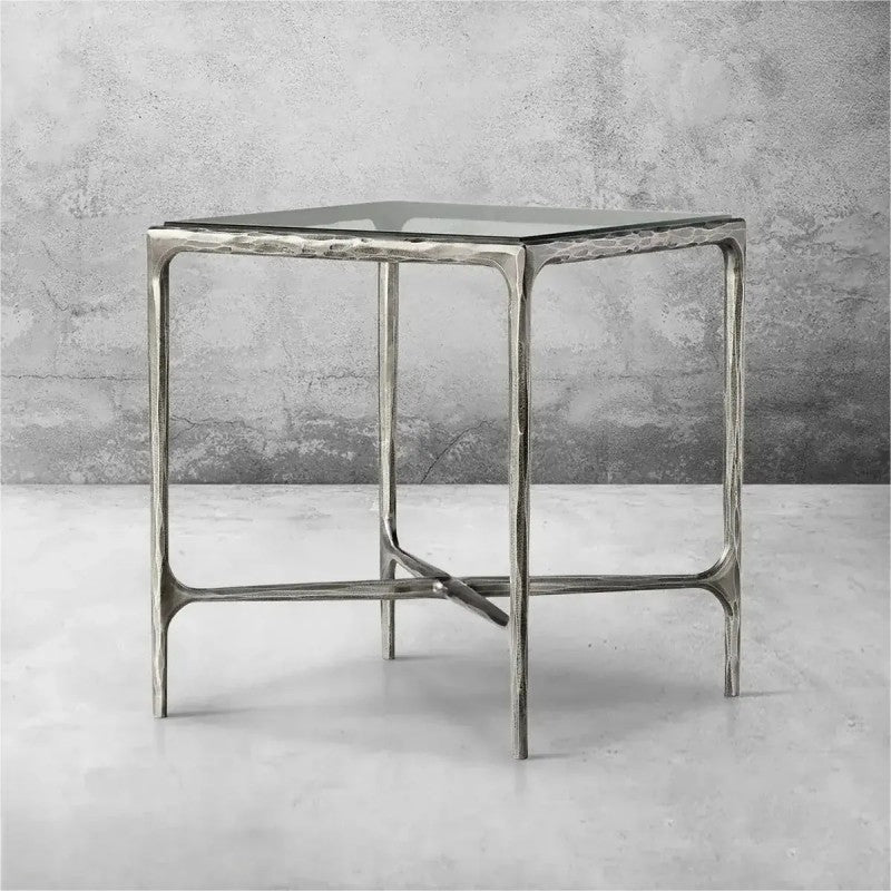 Thaddeus Glass Square Side Table 18" 22"