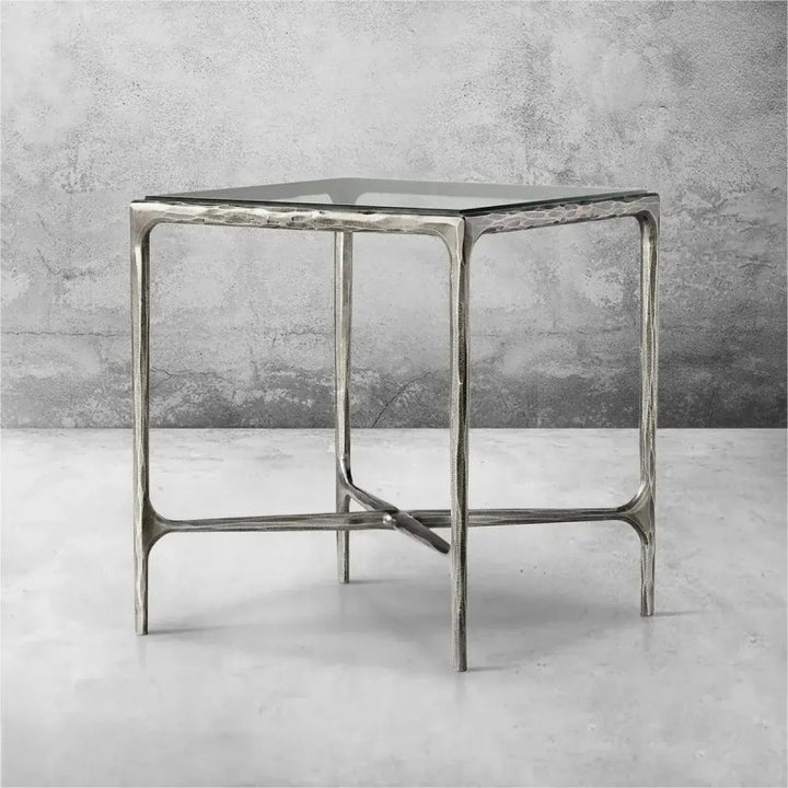 Thaddeus Glass Square Side Table 18" 22"
