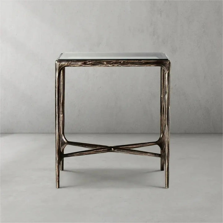 Thaddeus Glass Square Side Table 18" 22"