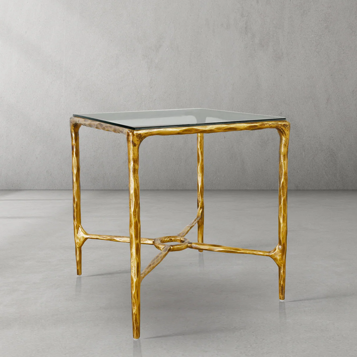 Thaddeus Glass Square Side Table Overhang