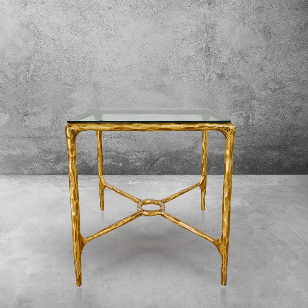 Thaddeus Glass Square Side Table Overhang
