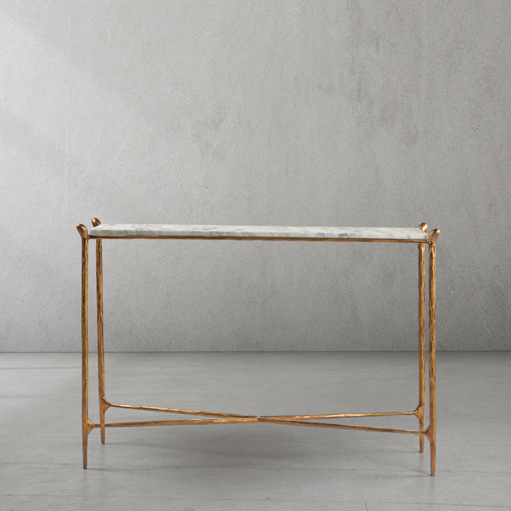 Thaddeus Rectangle Horn Marble Console Table