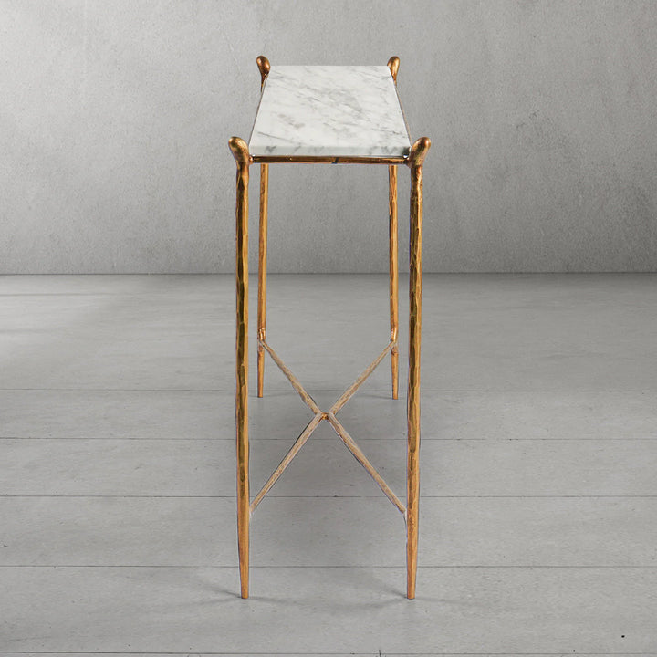 Thaddeus Rectangle Horn Marble Console Table
