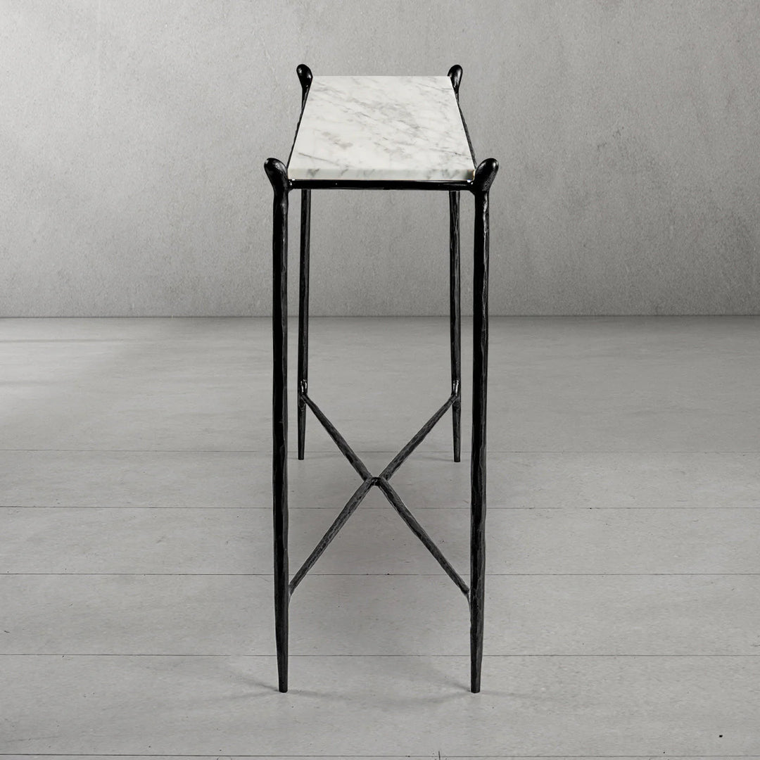 Thaddeus Rectangle Horn Marble Console Table