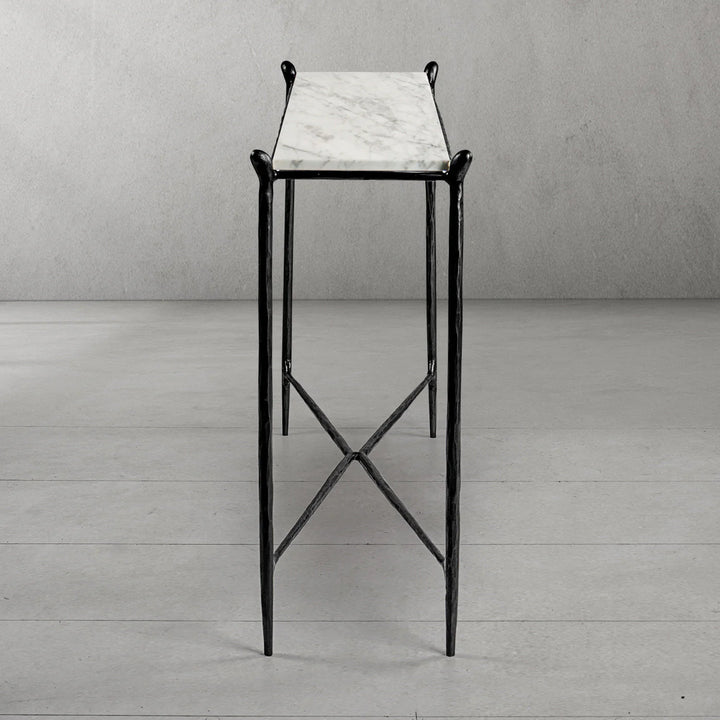 Thaddeus Rectangle Horn Marble Console Table